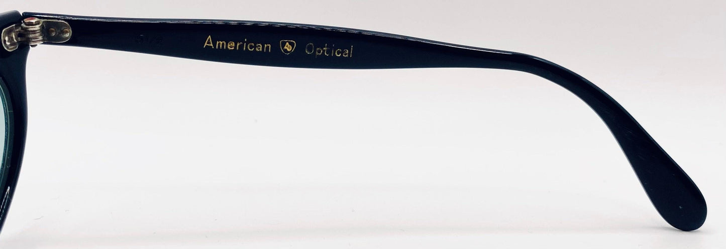 Vintage 1950s American Optical Cat-Eye Eyeglass Frames – Custom Berko’s Designs Aquamarine Lenses – 5 1|2” Temples