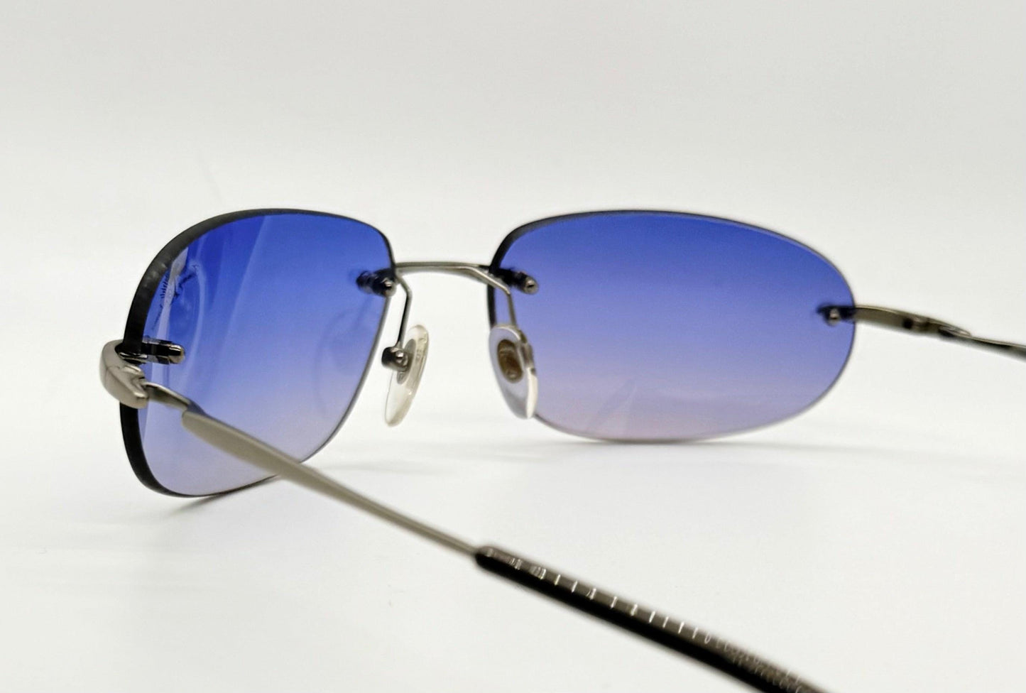 Tommy Bahama Tb7|Sa Sunglasses Rimless Shield Matte Silver Purple Y2K Deadstock