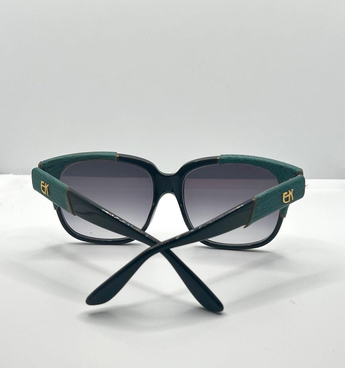 Vintage Emmanuelle Khanh 8980 Rq 16V Sunglasses – Green Ostrich Detail – France