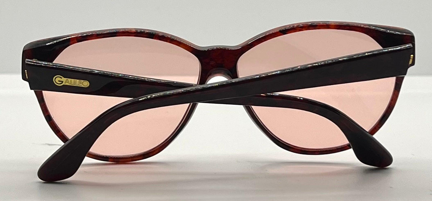 Galileo Pld-14 Vintage Sunglasses W|New, Pink Tint Custom Lenses-57Mm-Italy-Unworn