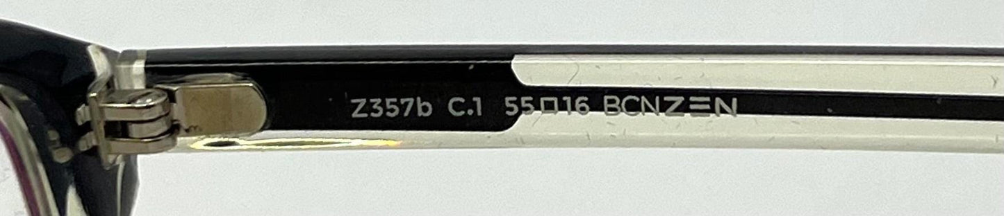 Zen Barcelona Z357b C.1 Eyeglass Frames 55-16 Black|Clear – New, Full Kit