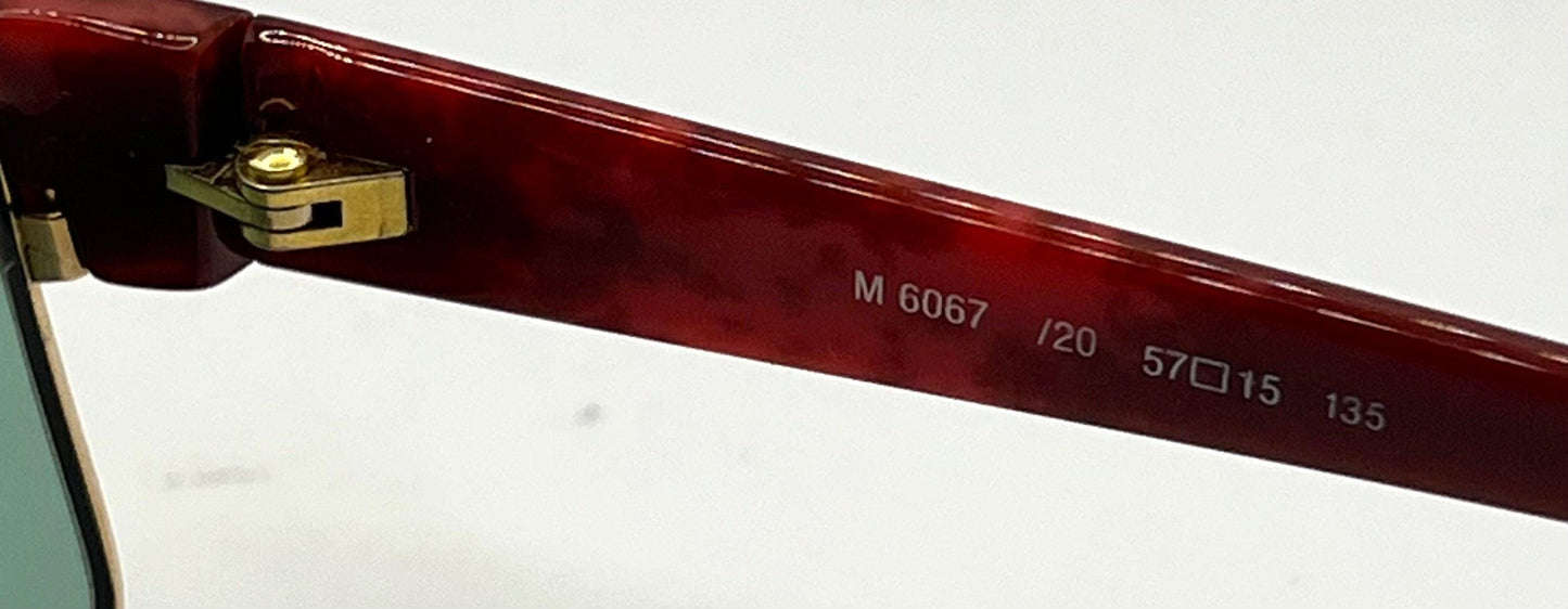 Silhouette M6067 V6053 Vintage Sunglasses-Red Tortoise W|New Green Custom Lenses