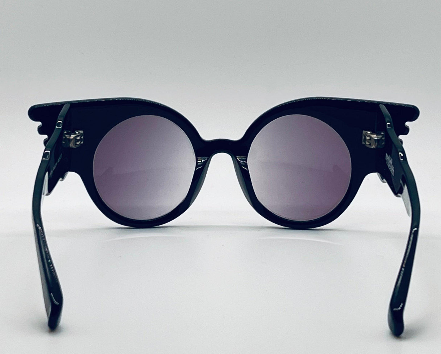 Vintage Nos Linda Farrow Projects X Jeremy Scott Js|Wings|1 Handmade Black Sunglasses With Purple Gradient Lenses