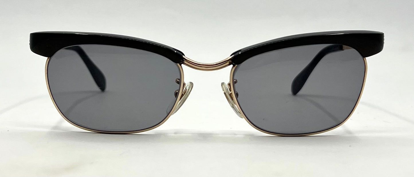 Vintage 1/5 12K Gold-Filled Half-Rim Sunglasses-New Grey Tinted Custom Lenses