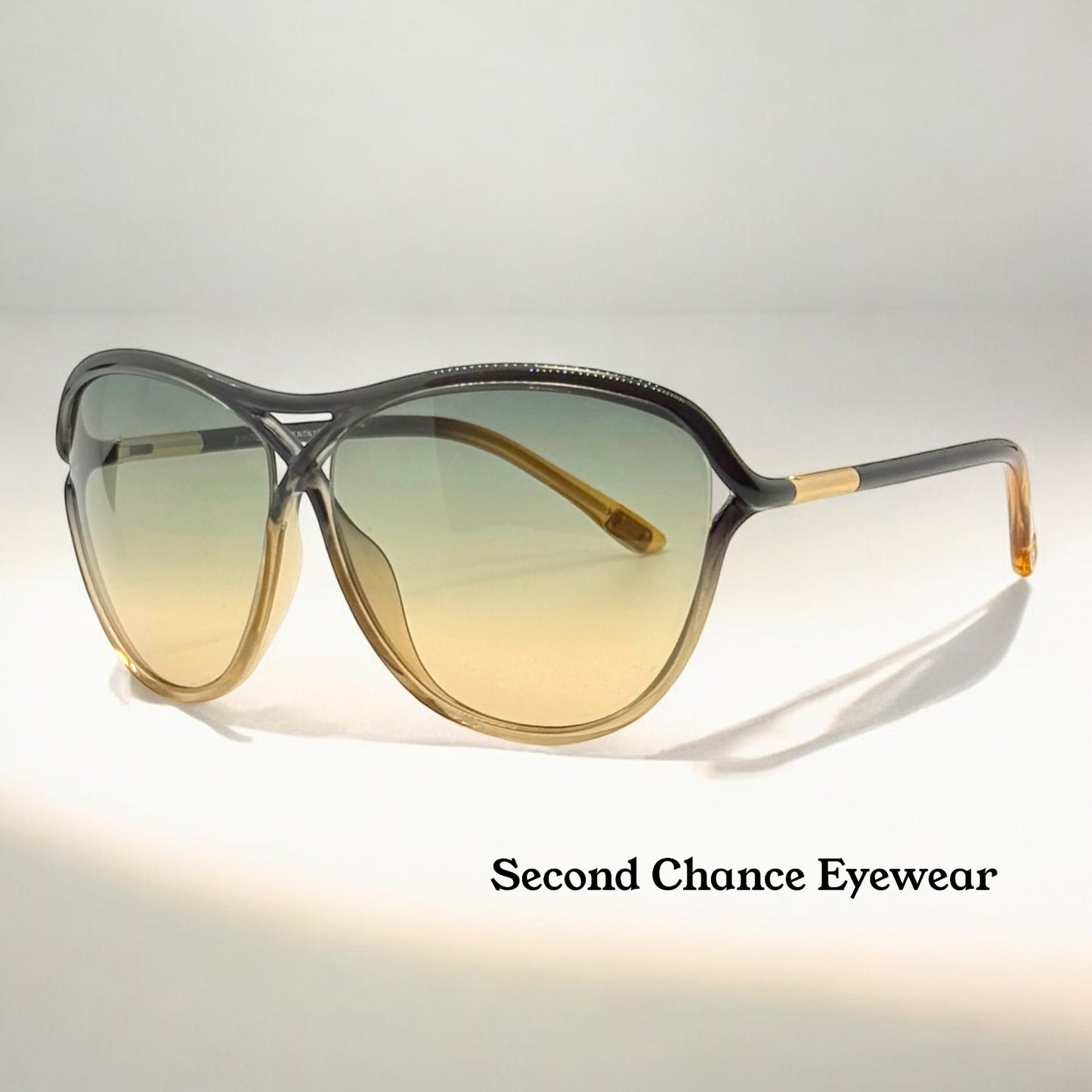 Tom Ford Tabitha Tf183 20B Green Aviator Sunglasses-Greenhoney Gradient Lenses-Full Kit