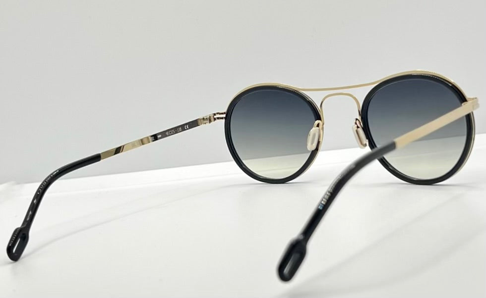Odette Lunettes “Dalton Ii” C301-Gold Sunglasses-Made In France-Gradient Grey Lenses-48Mm-New