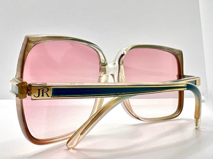 Jean De Paris 674|2 Vintage Sunglasses-Clear Frame Pink Lenses-France Nos