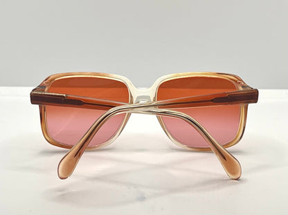 Vintage Deadstock Translucent Peach & Honey Sunglasses – Custom Solid Pink Berko’s Designs Lenses