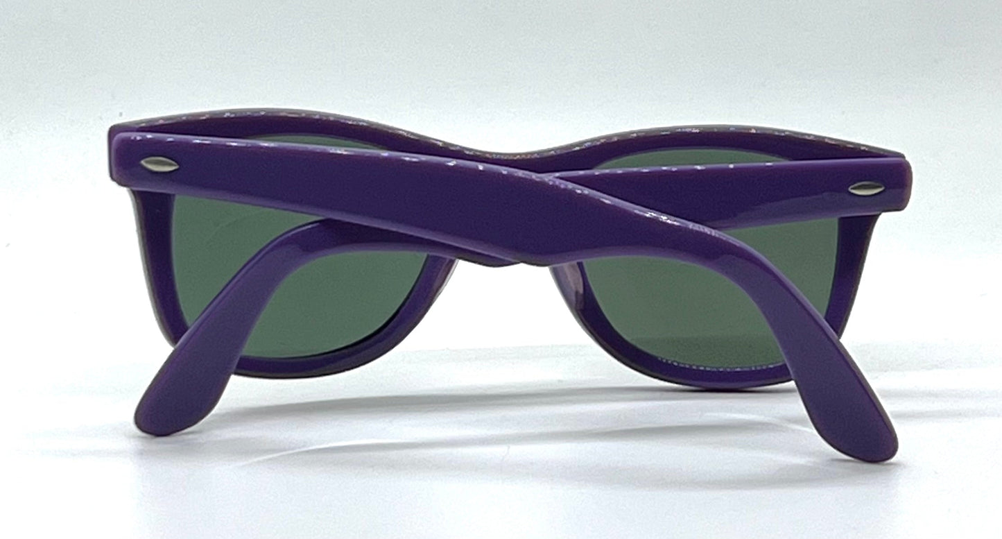 Vintage Handmade USA Purple Acetate Sunglasses Original B&L Green Lenses NOS