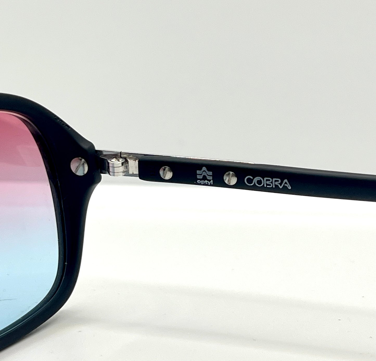 Cobra 3038 Vintage Optyl Sunglasses W| New, Custom Rose To Ice Blue Gradient Lenses-Deadstock-Austria