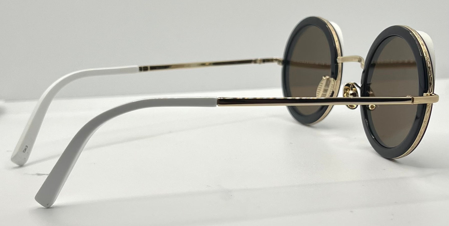 Cutler and Gross 1277 Round Sunglasses Gold|Black|White-New|Unworn-Full Kit-44mm