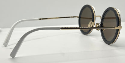 Cutler and Gross 1277 Round Sunglasses Gold|Black|White-New|Unworn-Full Kit-44mm