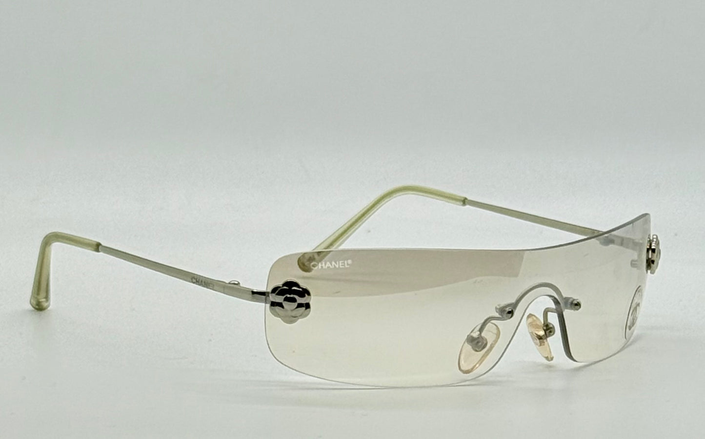 Chanel 4086 C.124|6Y Vintage Shield Sunglasses – Deadstock|Unworn-Camellia Silver