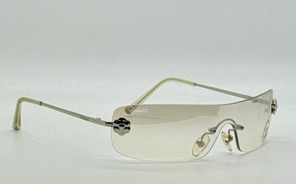 Chanel 4086 C.124|6Y Vintage Shield Sunglasses – Deadstock|Unworn-Camellia Silver