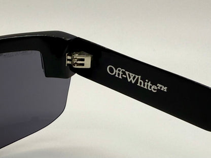Vintage Off-White Black Shield Wraparound Sunglasses Model Oeri068 1007