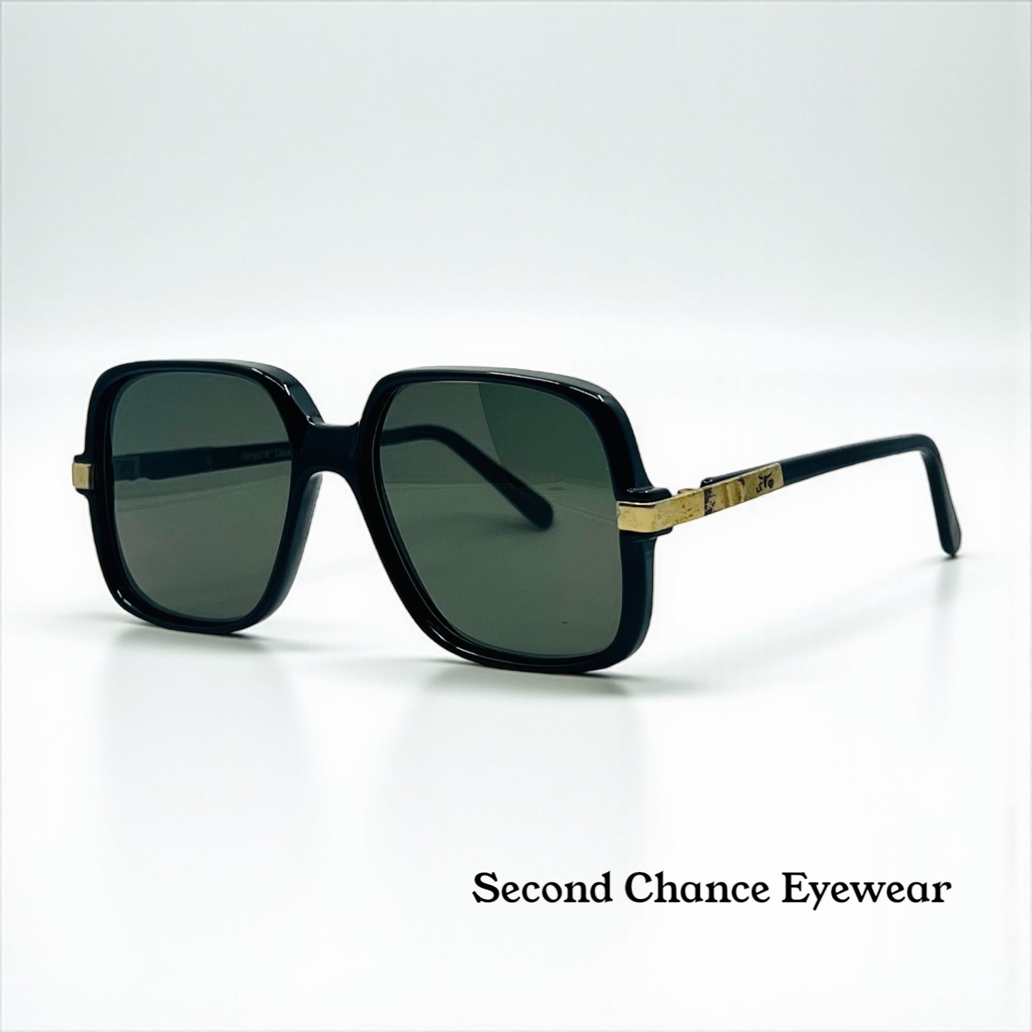 Sergio Valente Vintage Vintage Sunglasses-Black/Gold Deadstock-56mm