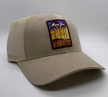 Brand New Maui Jim Adjustable Velcro Back Hat With Beach Scene Embroidered Patch