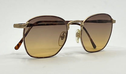 Byblos 543 Vintage Gold Tortoise Sunglasses-New Espresso/Amber Fade Custom Lenses