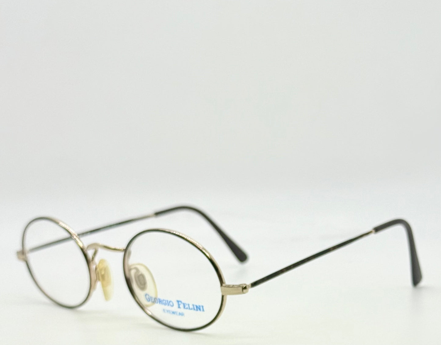 Giorgio Felini W1480 G|To Gold Oval Convertible Eyewear With Clip-On Vintage|Deadstock-Italy 49-20