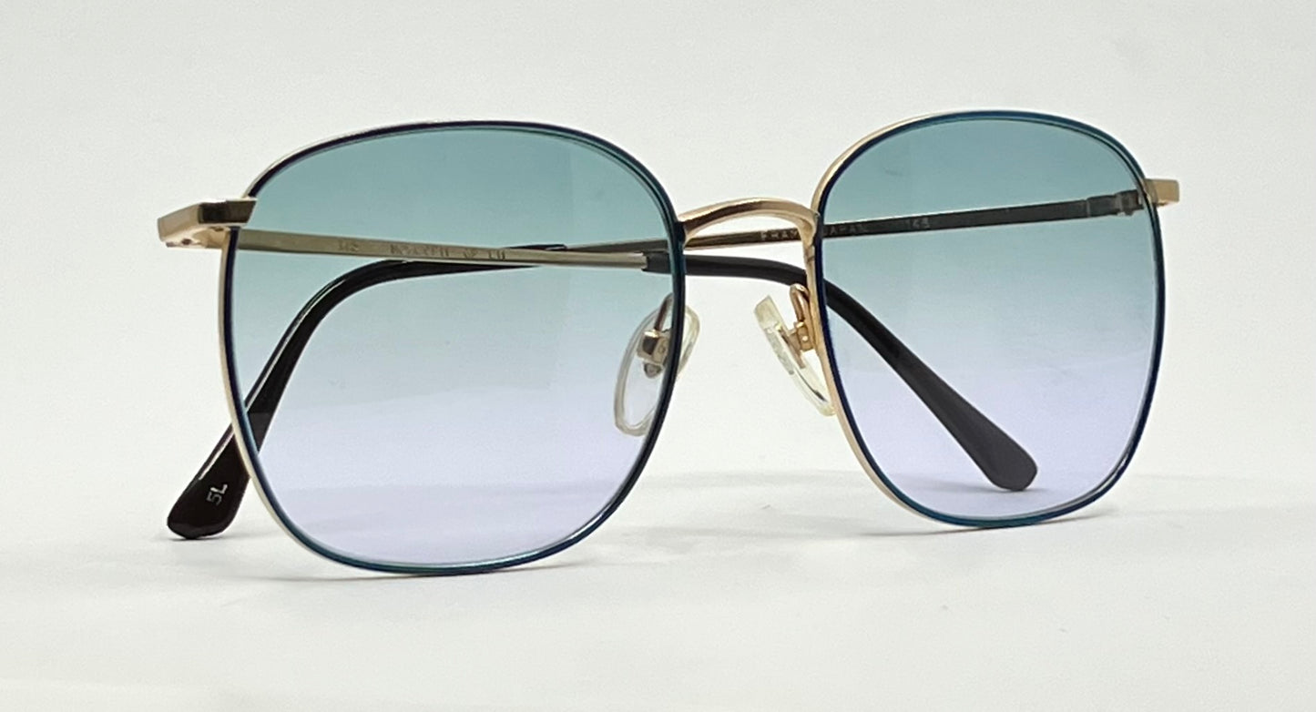 Hoya CP11 Vintage Gold Aviator Sunglasses-New Aqua Gradient Custom Lenses-Japan