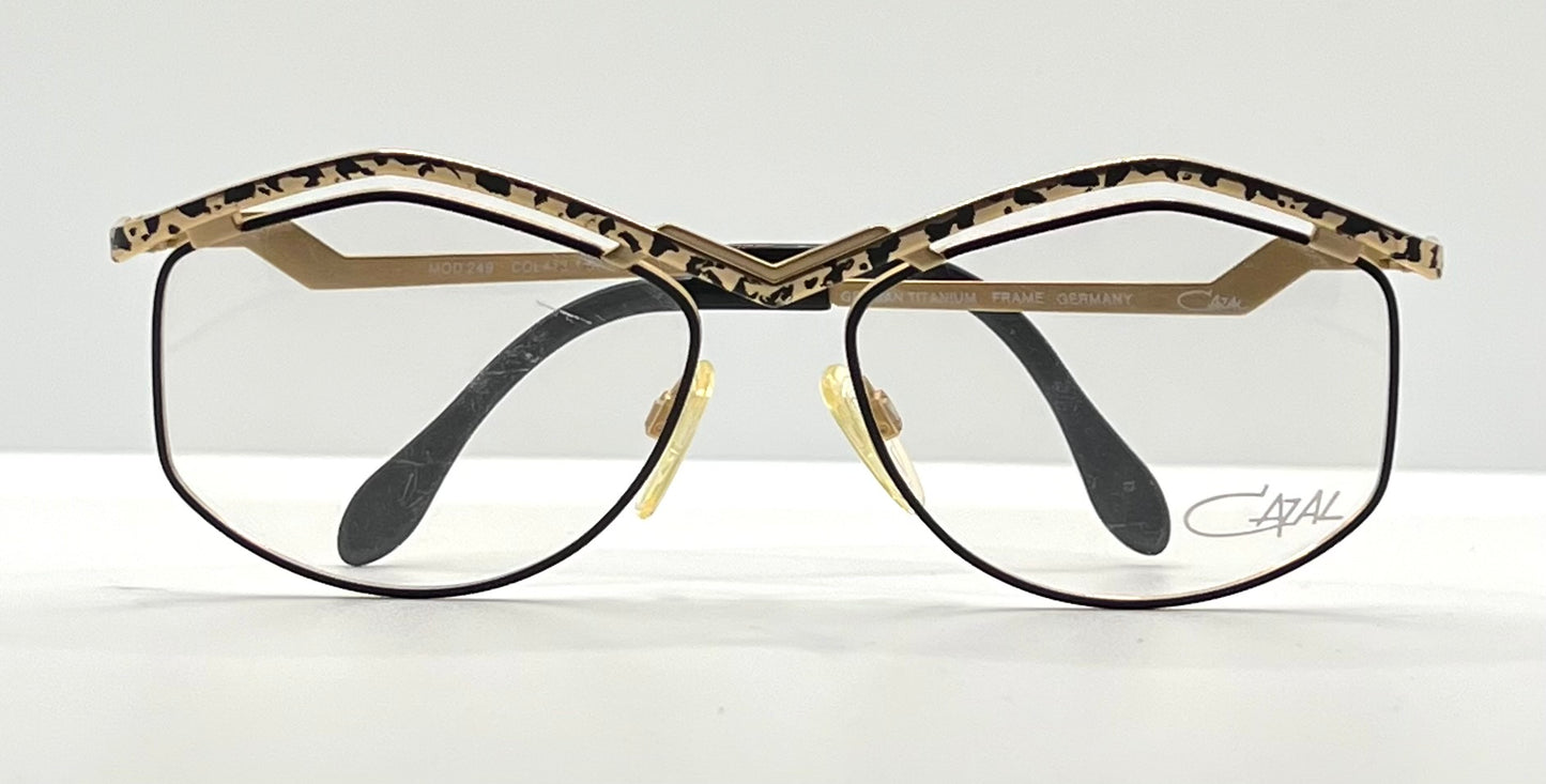 Cazal Mod 249 Col 413 Vintage Titanium Eyeglasses-Gold Leopard 57Mm-Unworn-Germany