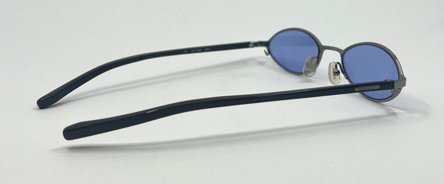 GUCCI GG1668 836 Y2K VINTAGE OVAL SUNGLASSES-NEW SKY BLUE TINTED CUSTOM LENSES