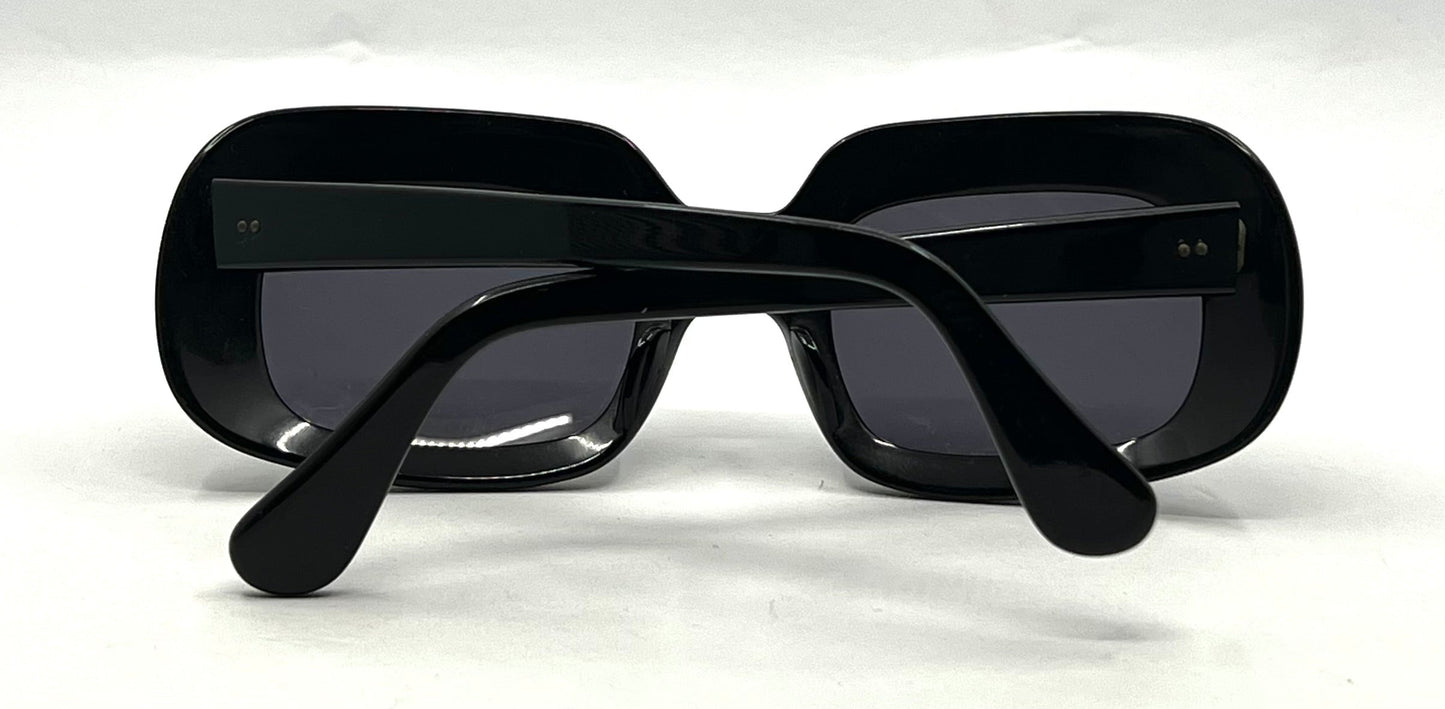 Vintage Rhinestone Sunglasses-Oversized Black Crystal Couture Rare-Made in France