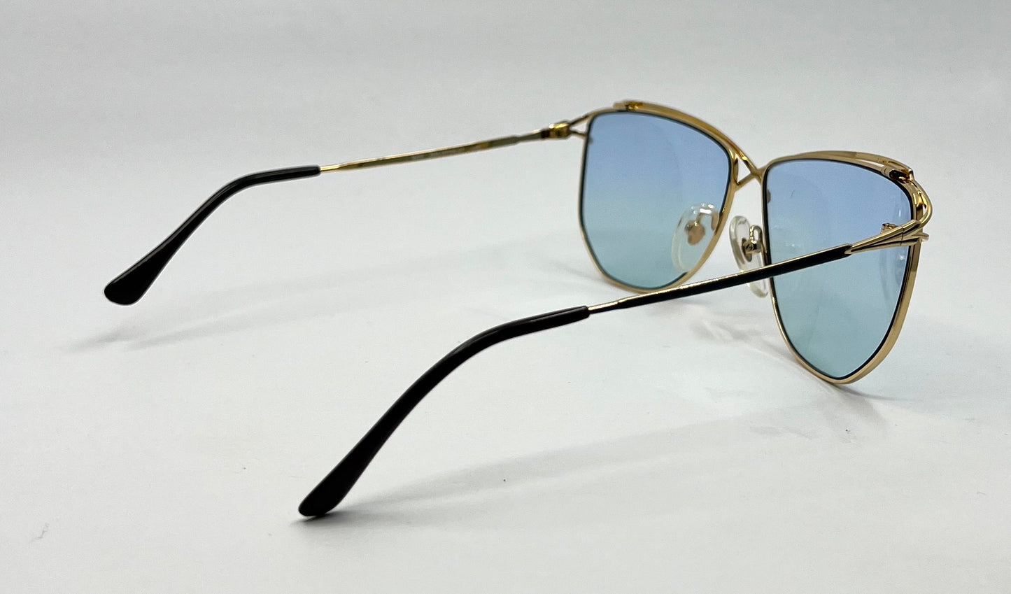 Halston 47 Vintage Sunglasses-Japan Gold w/New Solid Sky Blue Custom Lenses