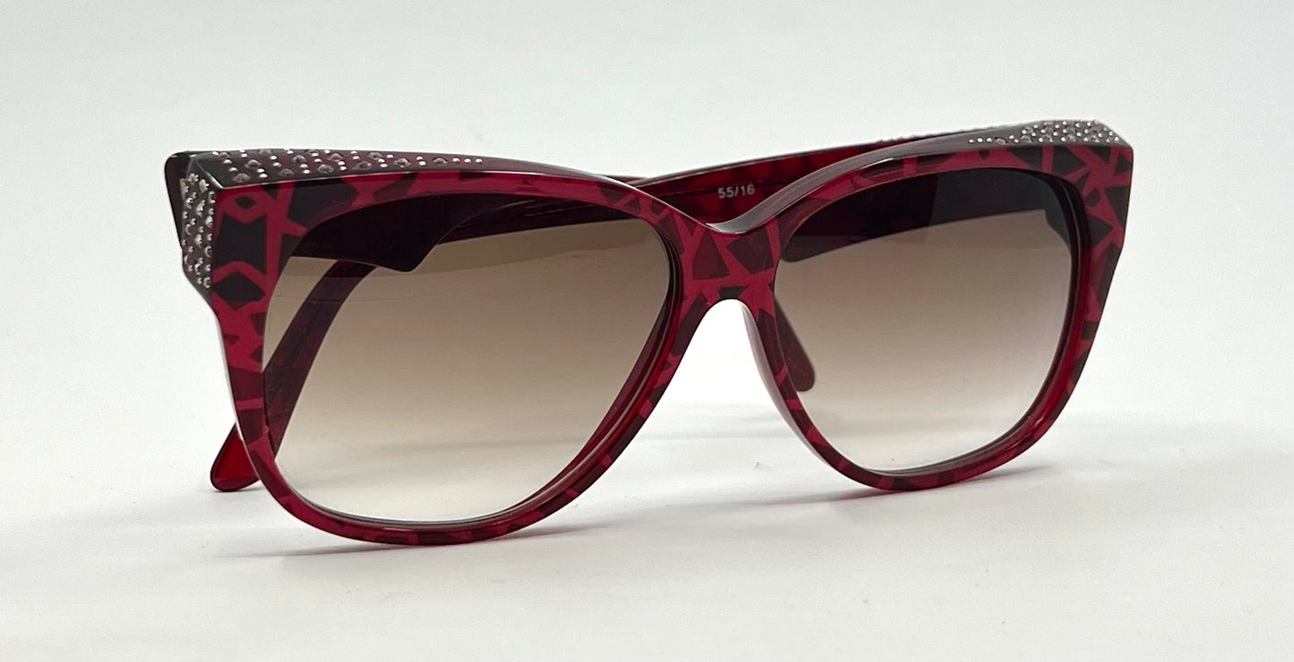 Collezione Zagato 2000/6 Red Crystal Vintage Sunglasses w/New Gradient Brown Custom Lenses