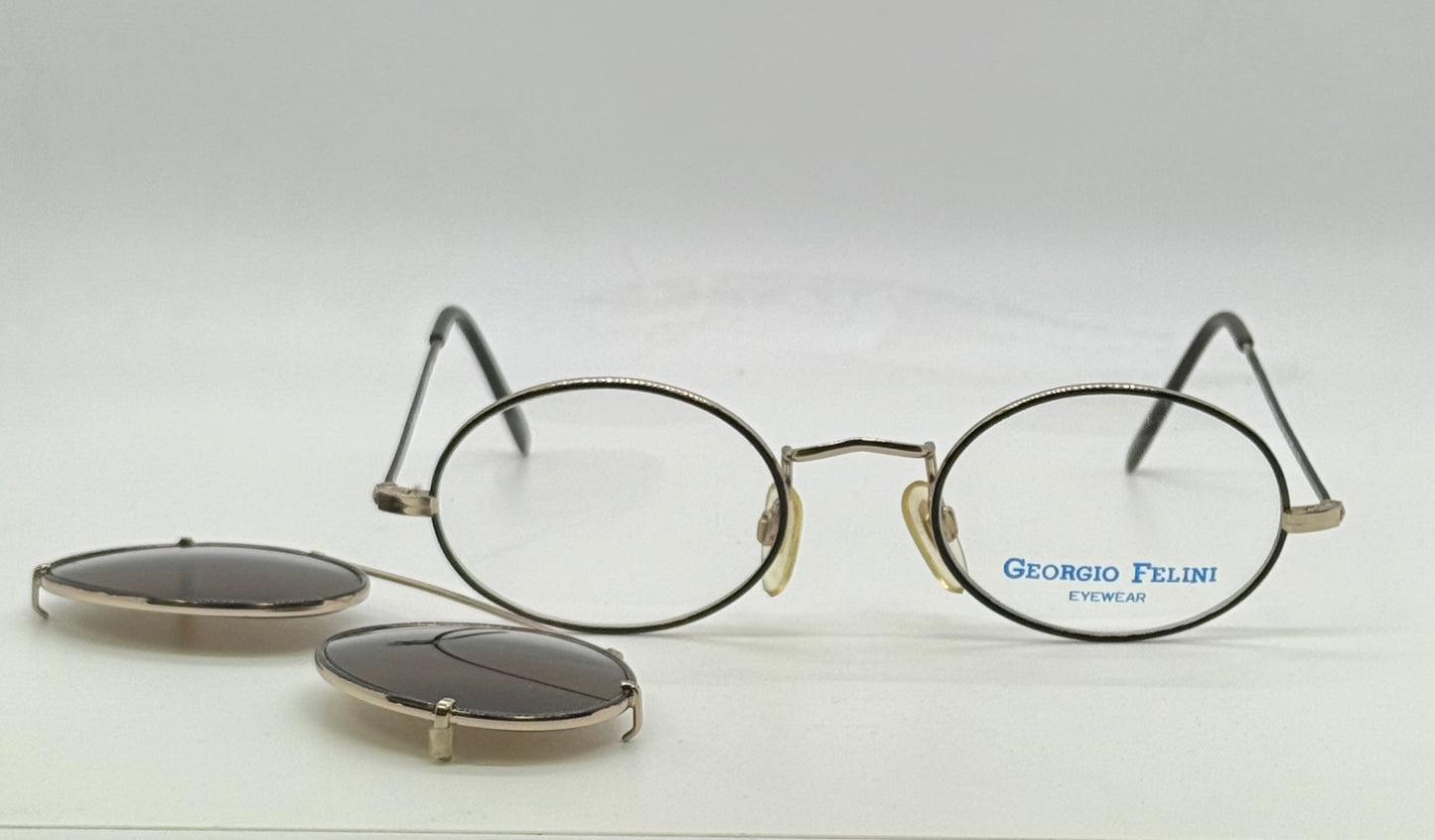 Giorgio Felini W1480 G|To Gold Oval Convertible Eyewear With Clip-On Vintage|Deadstock-Italy 49-20