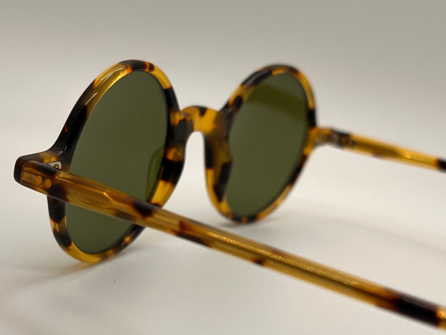 Brand New-Morel Aime 90040C-Round Tortoise Acetate Sunglasses With Custom Green Glass Lenses