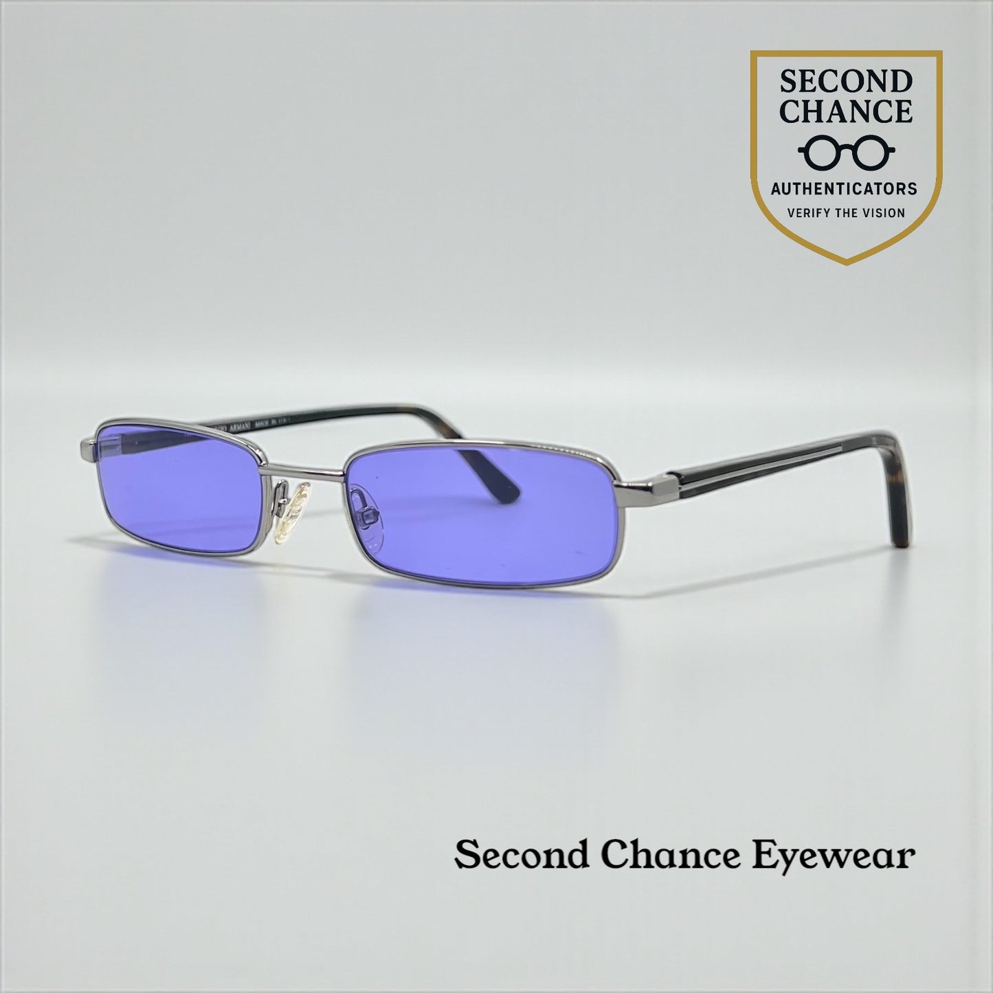 Giorgio Armani GA272-Y2K Vintage Sunglasses-New Solid Violet Blue Custom Lenses