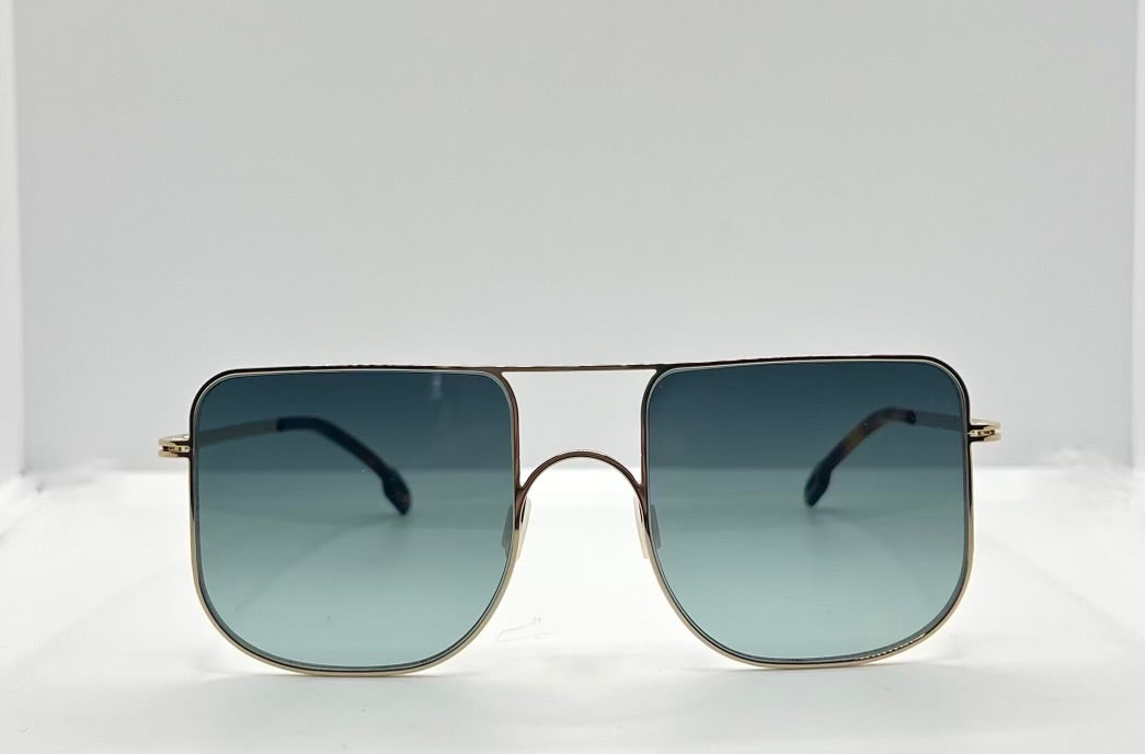 Odette Lunettes Juno M202 Gold Sunglasses-Made In France-Gradient Blue|Green Lenses-New