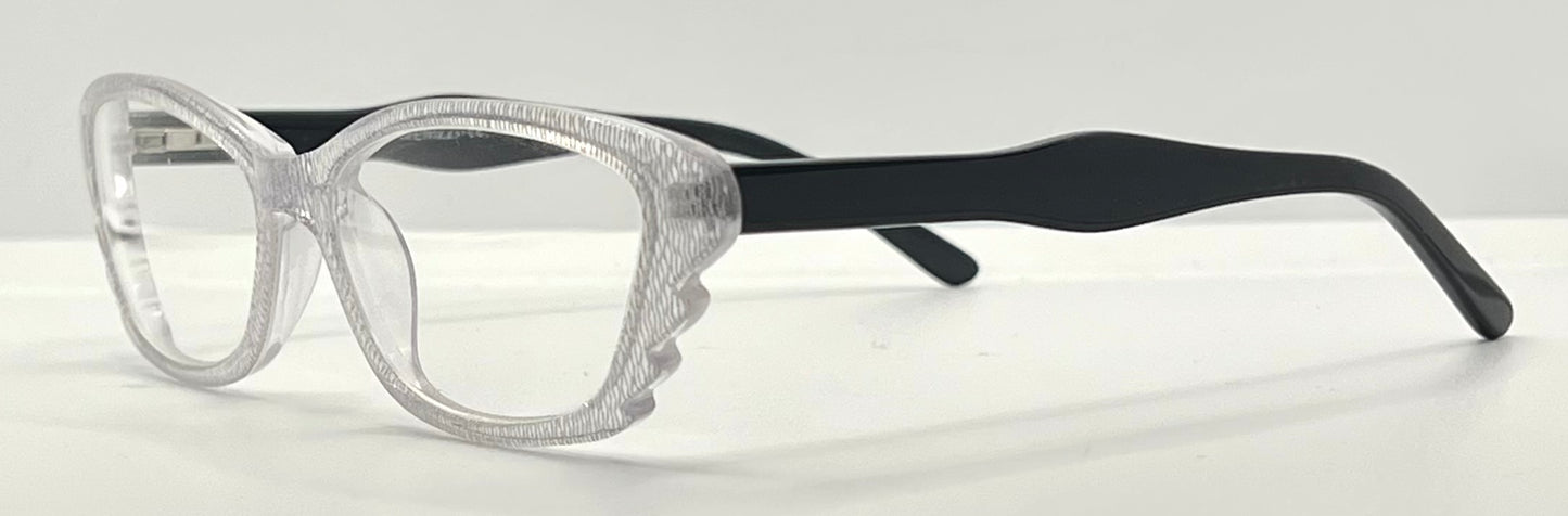 Menizzi Ma3026 Col.01 Eyeglasses – Clear Textured | Black Temples – 50Mm