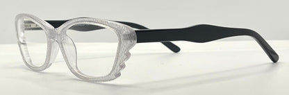 Menizzi Ma3026 Col.01 Eyeglasses – Clear Textured | Black Temples – 50Mm