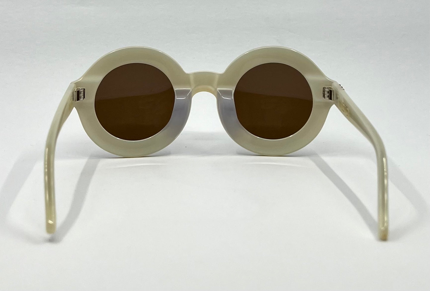 Wildfox Bel Air Oversized Round Sunglasses Ivory Acetate Brown Lens-Deadstock
