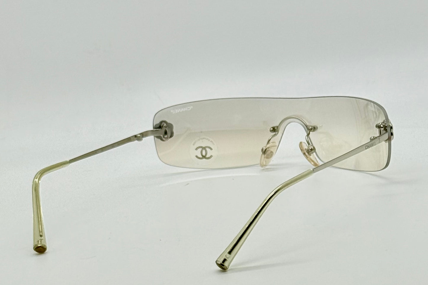 Chanel 4086 C.124|6Y Vintage Shield Sunglasses – Deadstock|Unworn-Camellia Silver