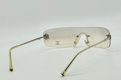 Chanel 4086 C.124|6Y Vintage Shield Sunglasses – Deadstock|Unworn-Camellia Silver