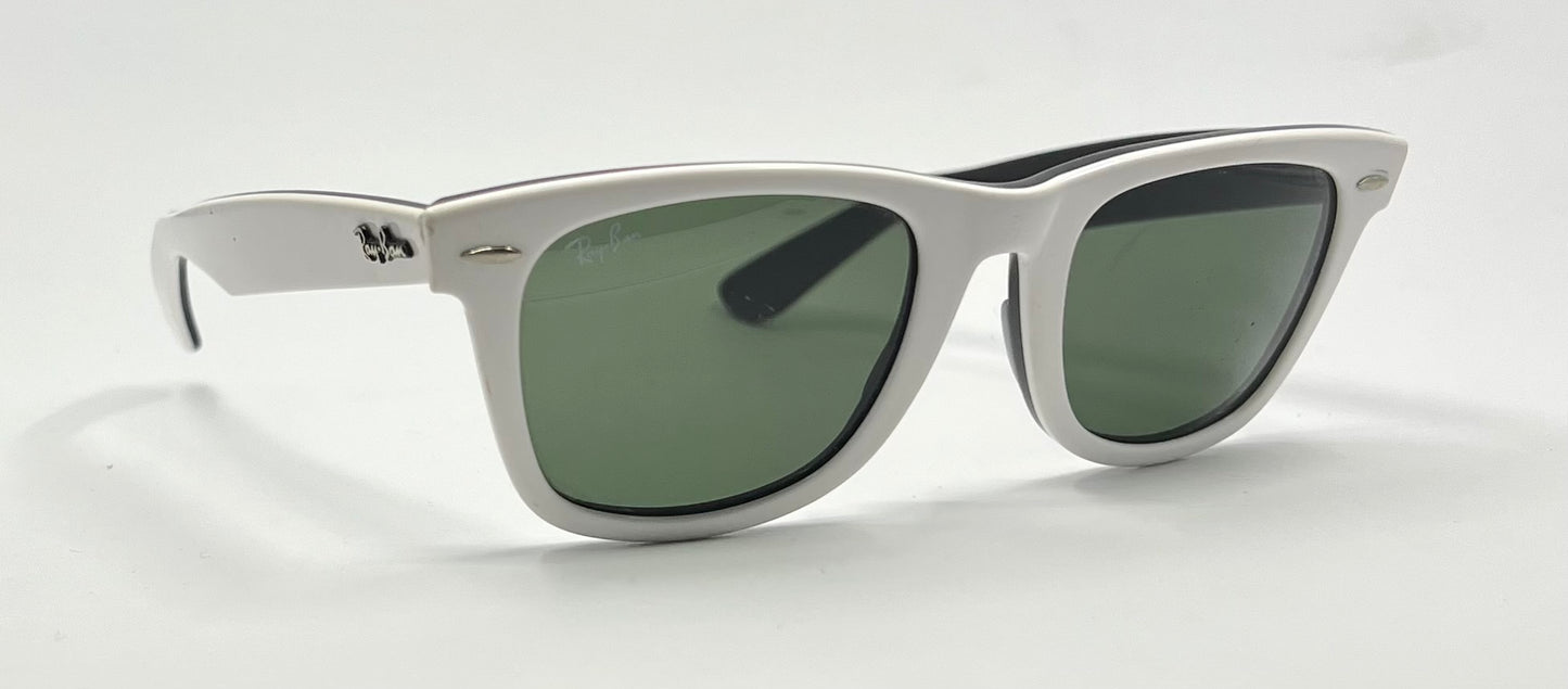 Ray-Ban RB2140 Wayfarer 956 Gloss White G-15 Sunglasses Made in Italy