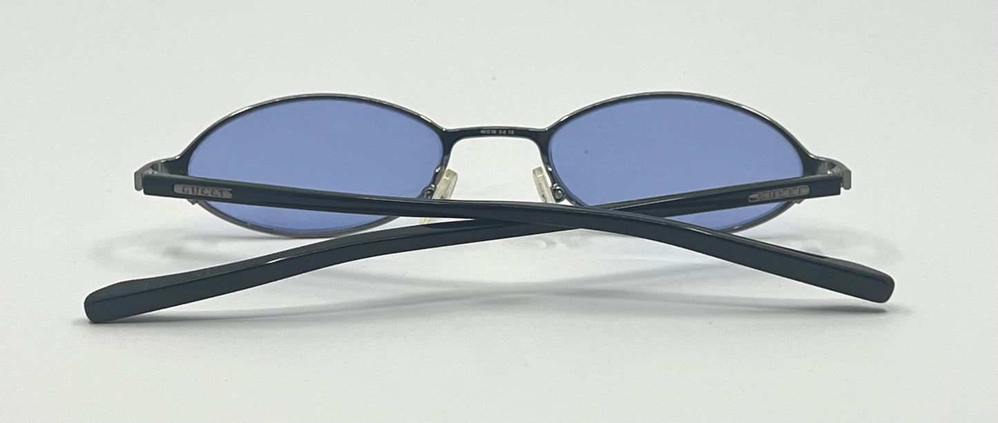 GUCCI GG1668 836 Y2K VINTAGE OVAL SUNGLASSES-NEW SKY BLUE TINTED CUSTOM LENSES