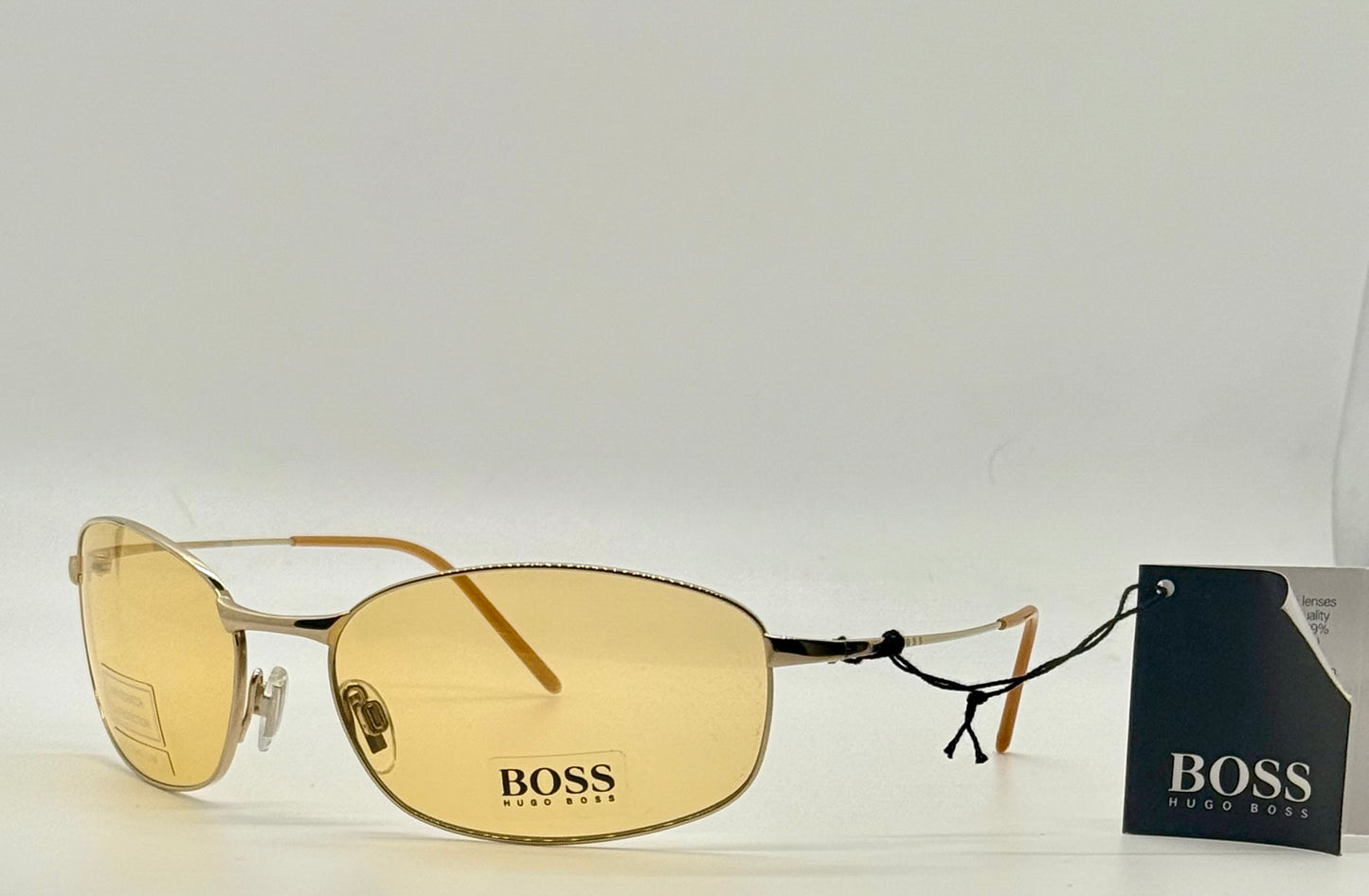 Hugo Boss Hb5774 Titanium Aviator Sunglasses Amber Lens Deadstock Japan