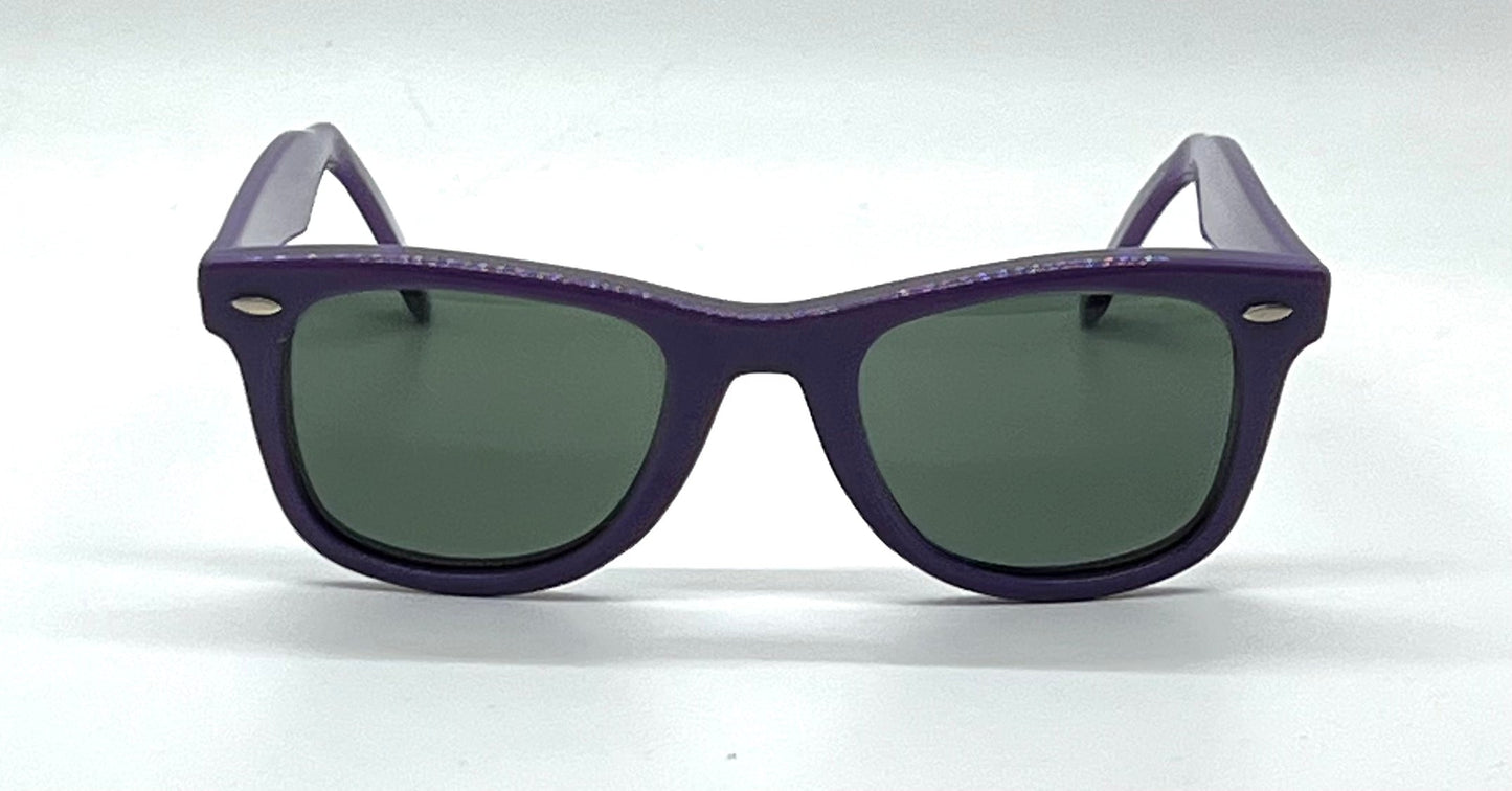 Vintage Handmade USA Purple Acetate Sunglasses Original B&L Green Lenses NOS