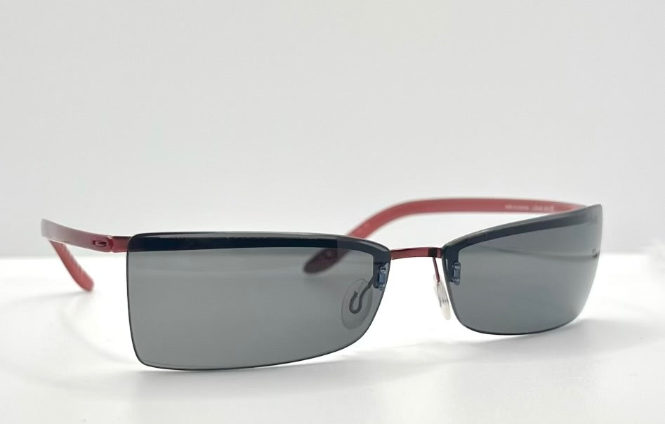 Silhouette 8596 40 6128 Vintage Sunglasses-Red Rimless Wrap Shield-Deadstock