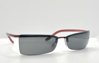 Silhouette 8596 40 6128 Vintage Sunglasses-Red Rimless Wrap Shield-Deadstock