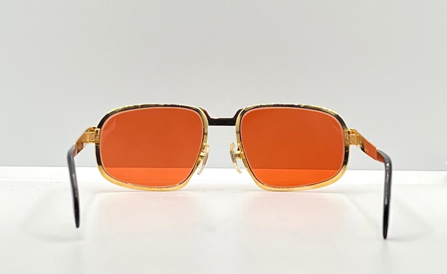 Swan Medici 50420 Vintage Sunglasses-Gold Textured Frame W|New, Custom “Tuscan Flame” Lenses-Deadstock-Italy