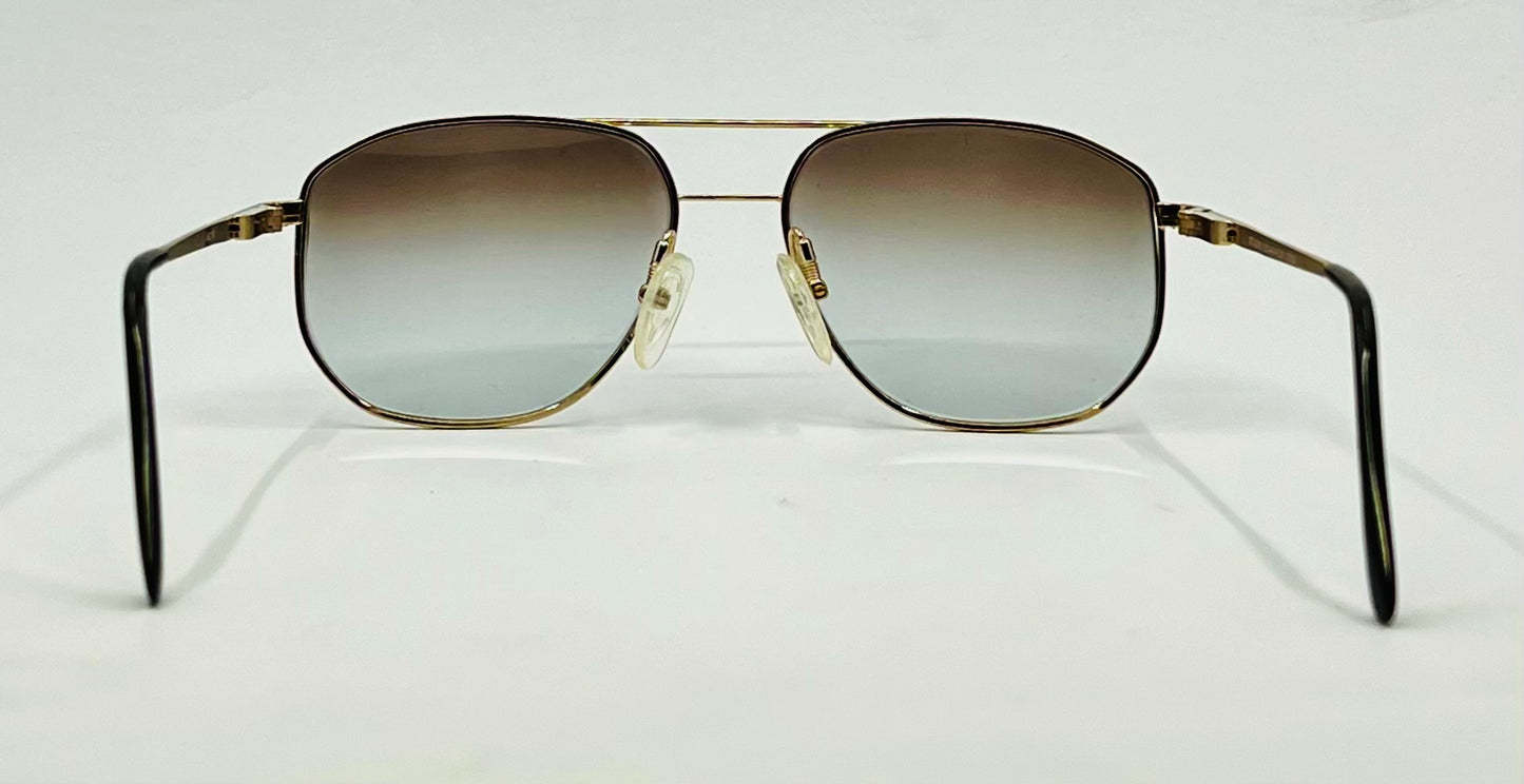 Studio 123-R-Flex Gold Aviator Sunglasses-New Gradient Custom Lenses-1970s Vintage