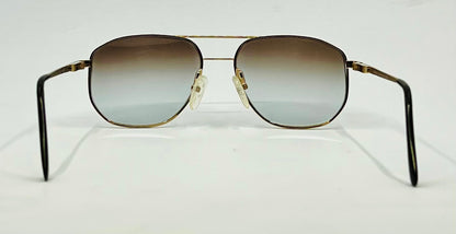 Studio 123-R-Flex Gold Aviator Sunglasses-New Gradient Custom Lenses-1970s Vintage