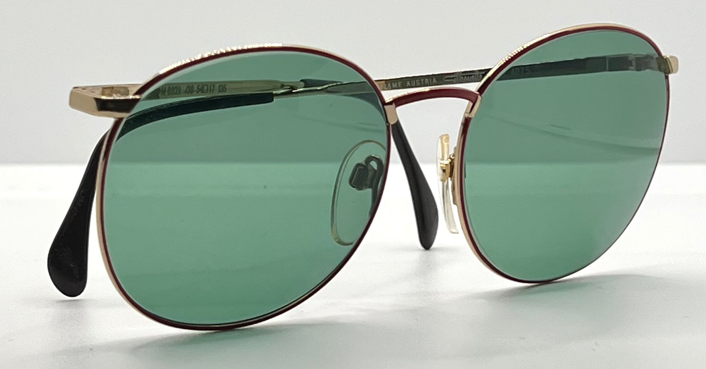 Silhouette M6039 Vintage Sunglasses-Gold|Red W|New Green Custom Lenses-54Mm
