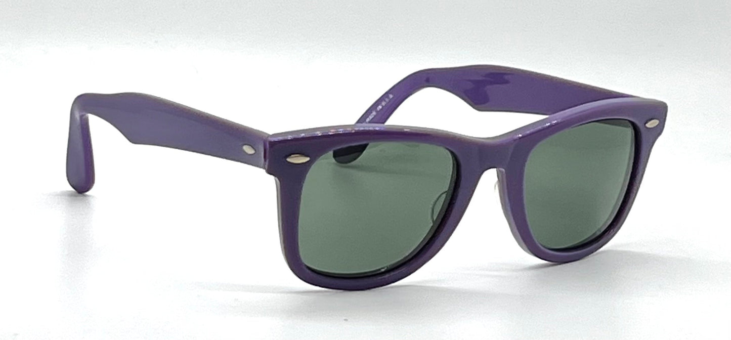 Vintage Handmade USA Purple Acetate Sunglasses Original B&L Green Lenses NOS