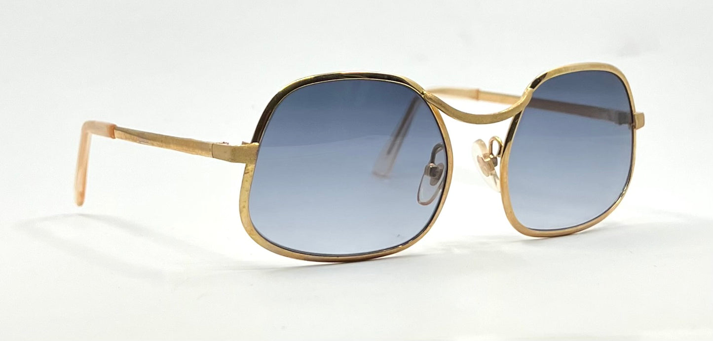 Italian Gold-Filled Hammered Pilot Sunglasses-Vintage Deadstock w/New Gradient Custom Lenses